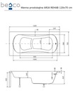 фото mini №10, Trough rectangular acrylic besco aria rehab drain sideways 120 x 70 centimeters