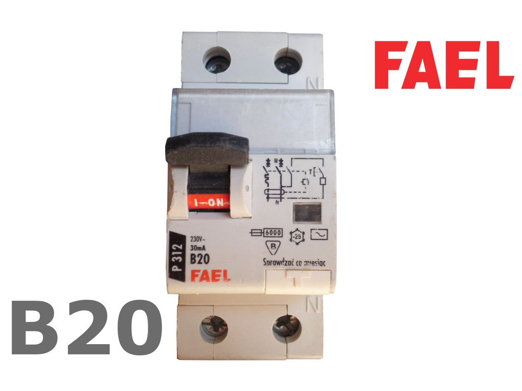 FAEL Wyłącznik różnicowo-prądowy 1P+N B20 P312