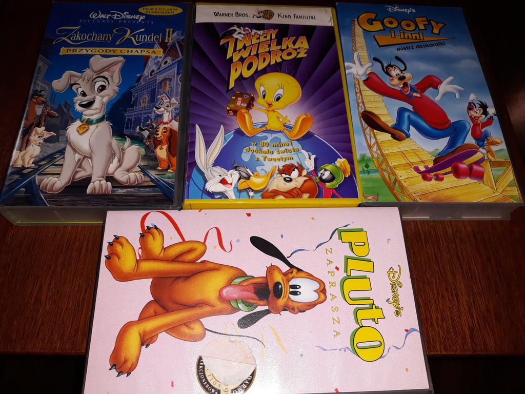 BAJKI na VHS VIDEO KASETY 3szt. PLUTO GOOFY TWEETY