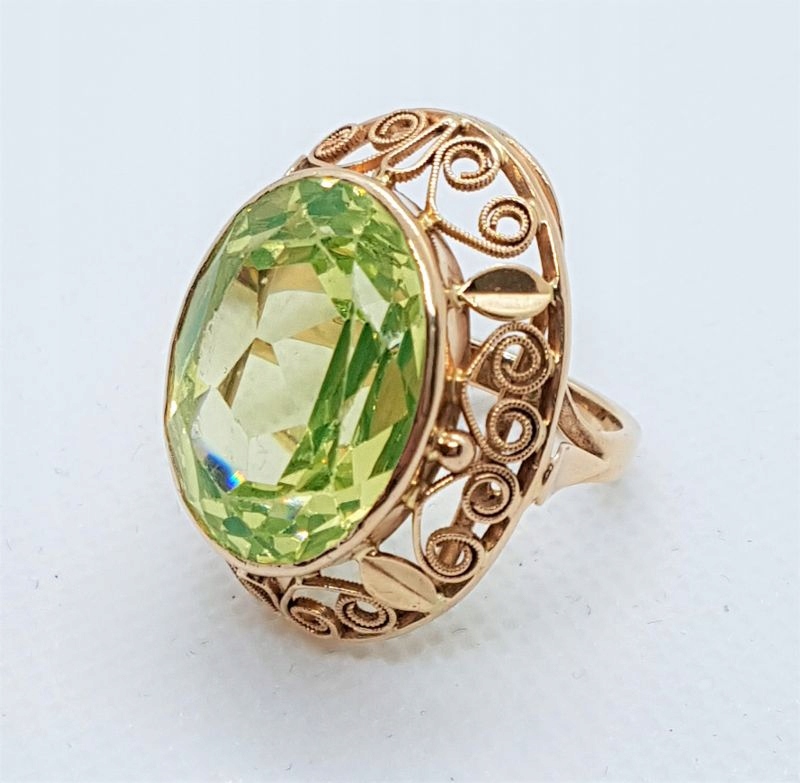 ZŁOTY PIERŚCIONEK SPINEL ZIELONY- 585 R.20 15,08G