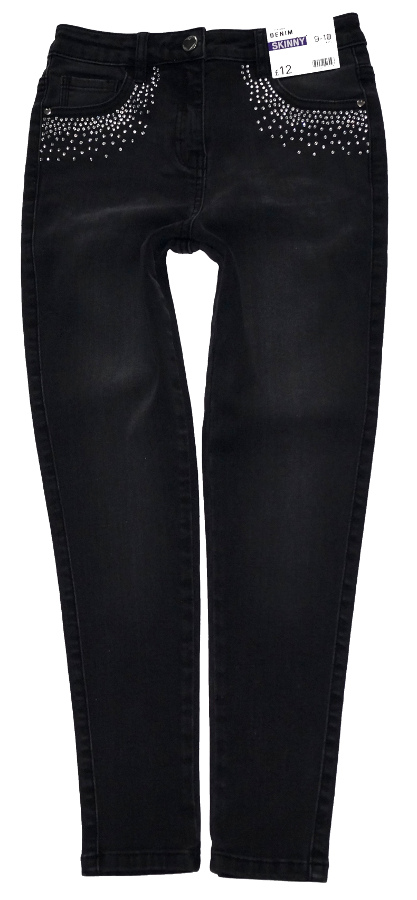 GEORGE spodnie jeansowe rurki cyrkonie NEW 140-146