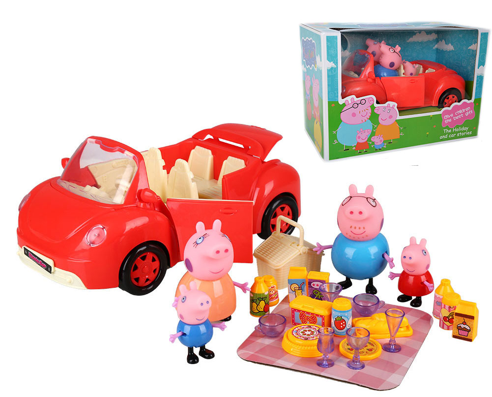 SAMOCHÓD ŚWINKA PEPPA 4 FIGURKI AUTO PIKNIK
