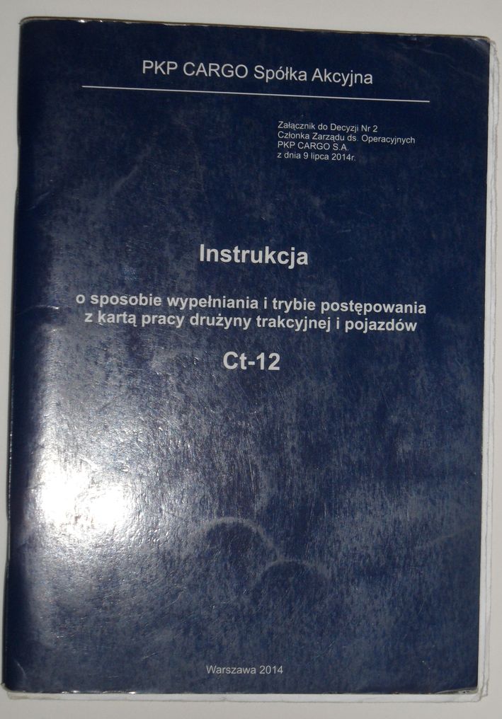 PKP Ct-12 Instr. o wypełnianiu karty pracy. CARGO