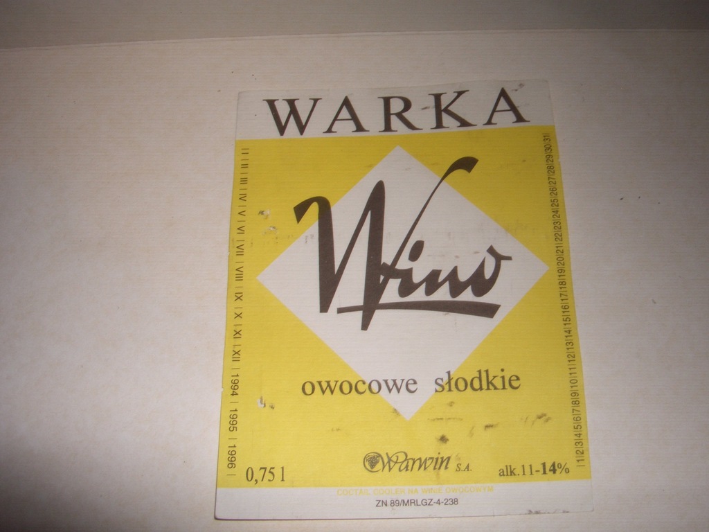 ETYKIETA - WINO WARWIN WARKA ALK.11-14%