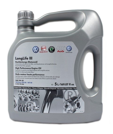 Olej 5W30 LONGLIFE III OE G052195M9 AUDI VW 208l