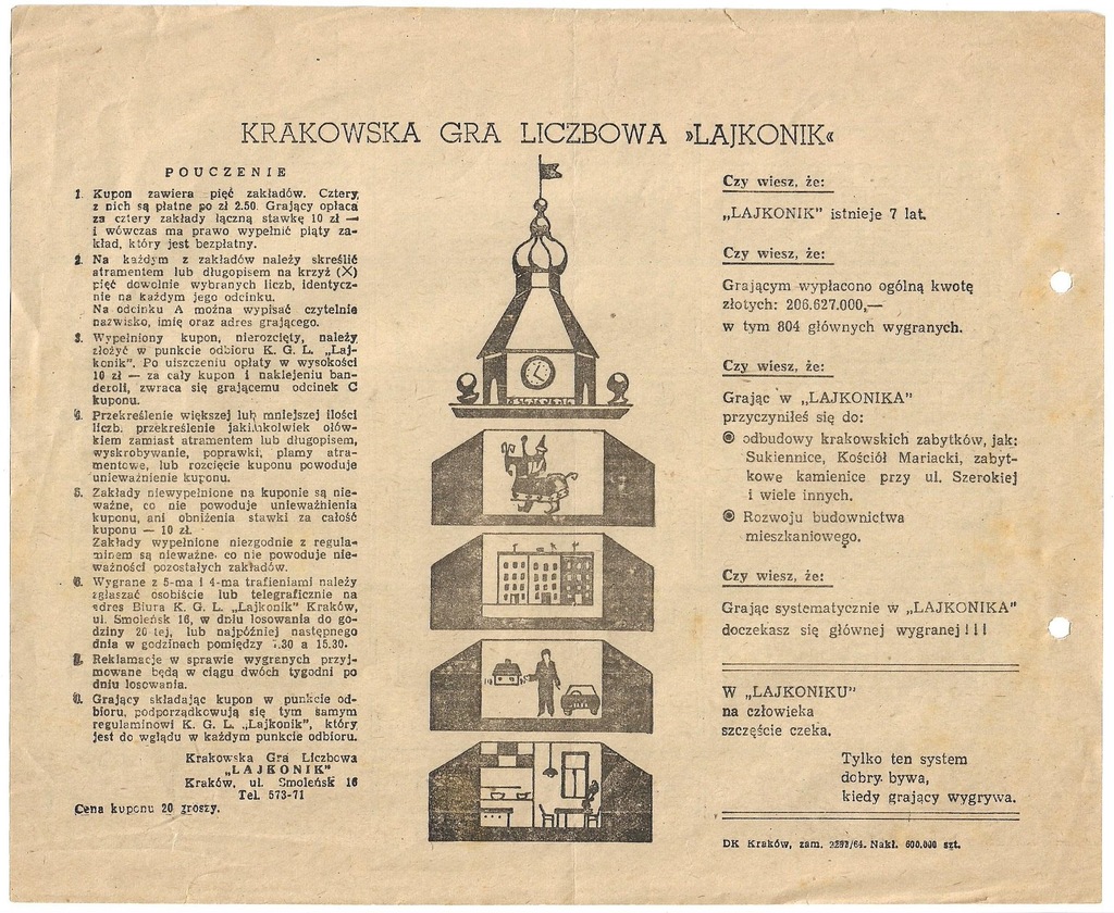 KRAKOWSKA GRA LICZBOWA LAJKONIK KRAKÓW