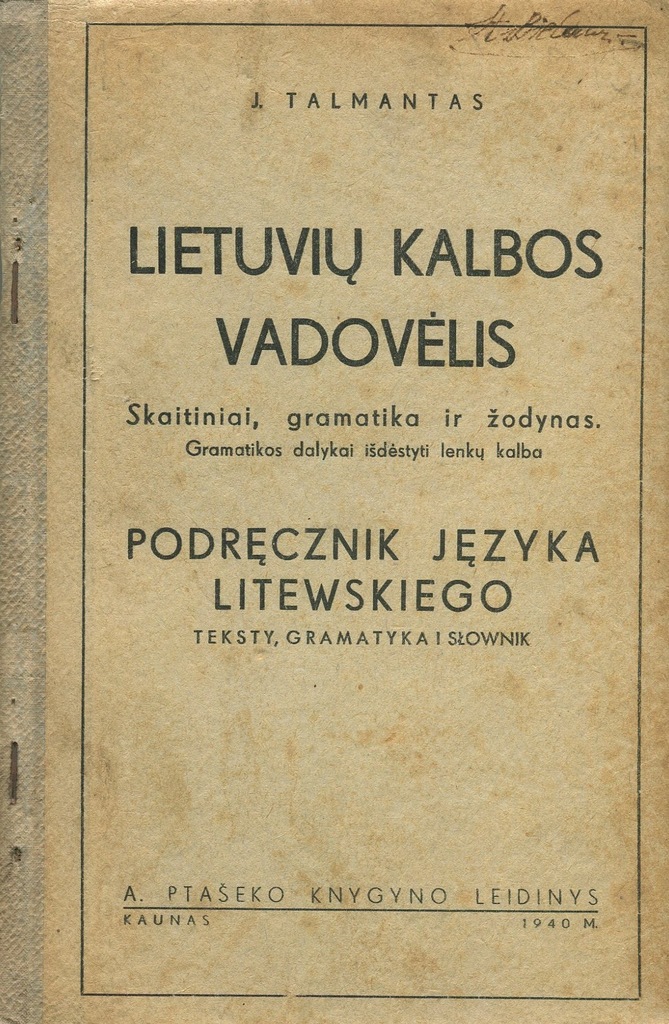 JĘZYK LITEWSKI 1940 podręcznik Litwa Talmantas