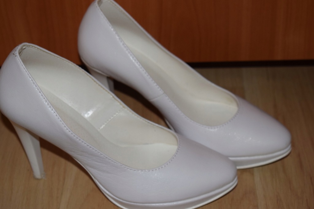 buty szpilki idealnie białe ŚLUB r. 38 MAT ślubne