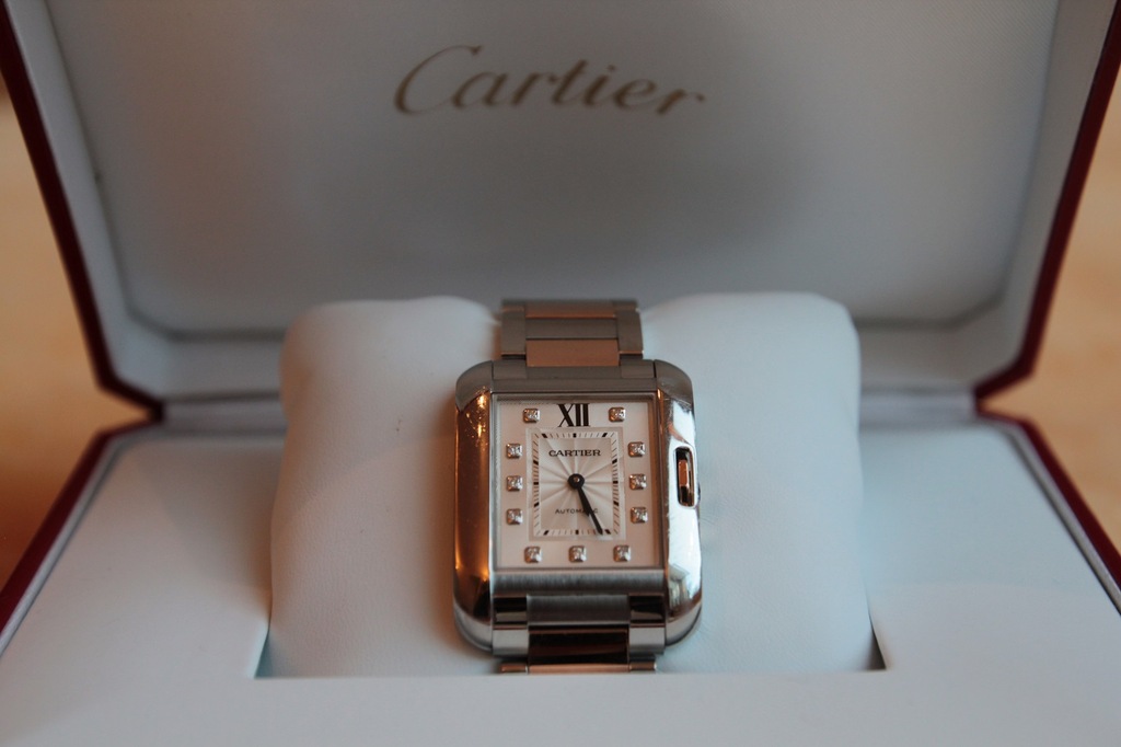 Cartier Tank Anglaise duży diamentowy cyferblat !