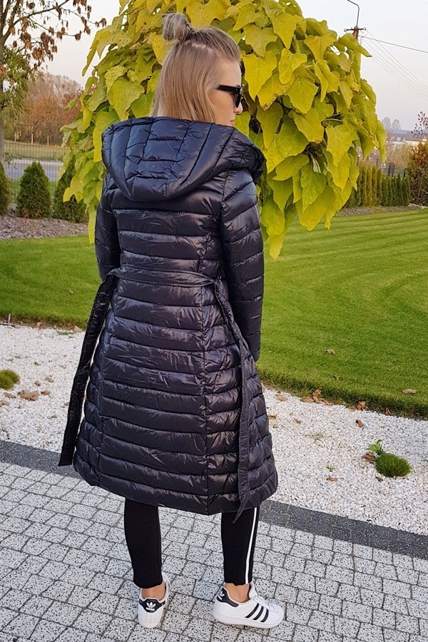 PŁASZCZ STELLA DŁUGI PIKOWANY KAPTUR CZARNY 36 - 7638042826 - oficjalne