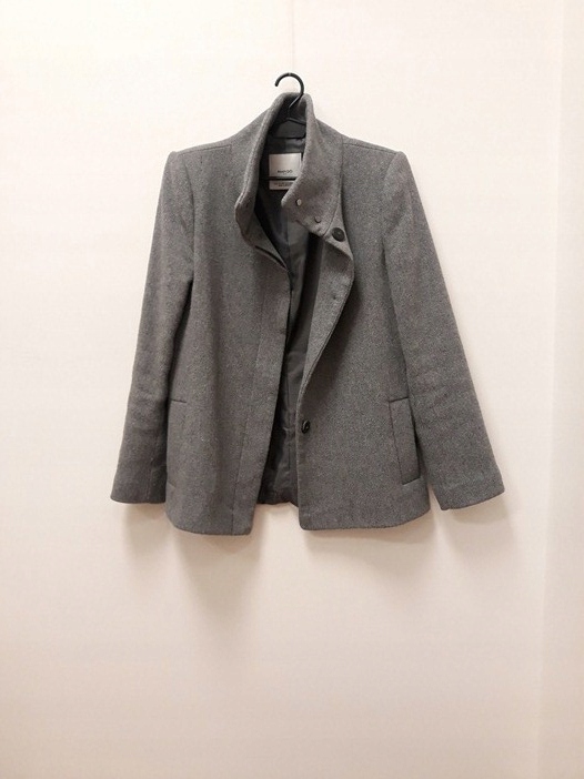 Mango Suit płaszcz dyplomatka szary wełna 34 XS