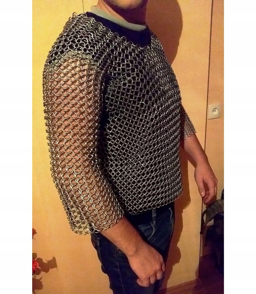Kolczuga z rękawami, ręcznie robiona + dodatki