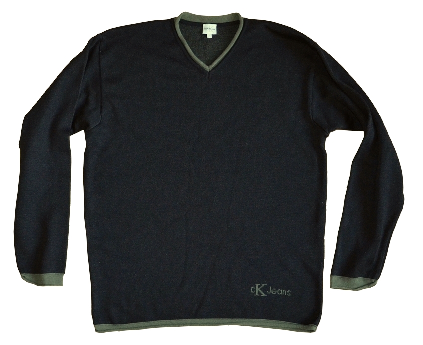 CALVIN KLEIN czarny sweter pulower wełna na M / L