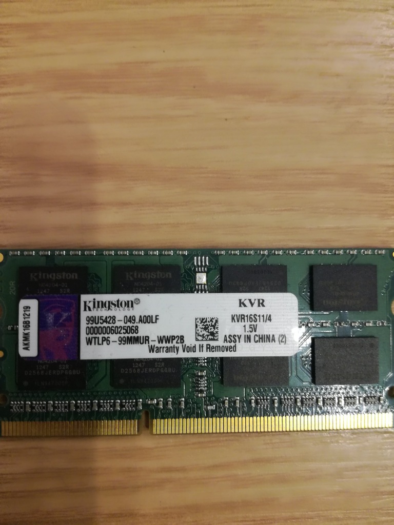 KINGSTON RAM 4GB SODIMM DDR3 1600 do laptopa