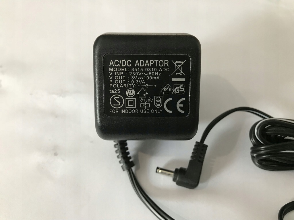 Zasilacz 3V 100mA 10mm/3,5mm