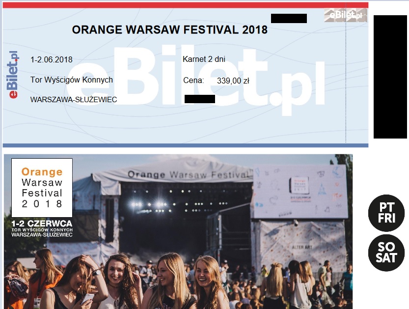 Orange Warsaw Festival- 2 bilety, każdy na dwa dni