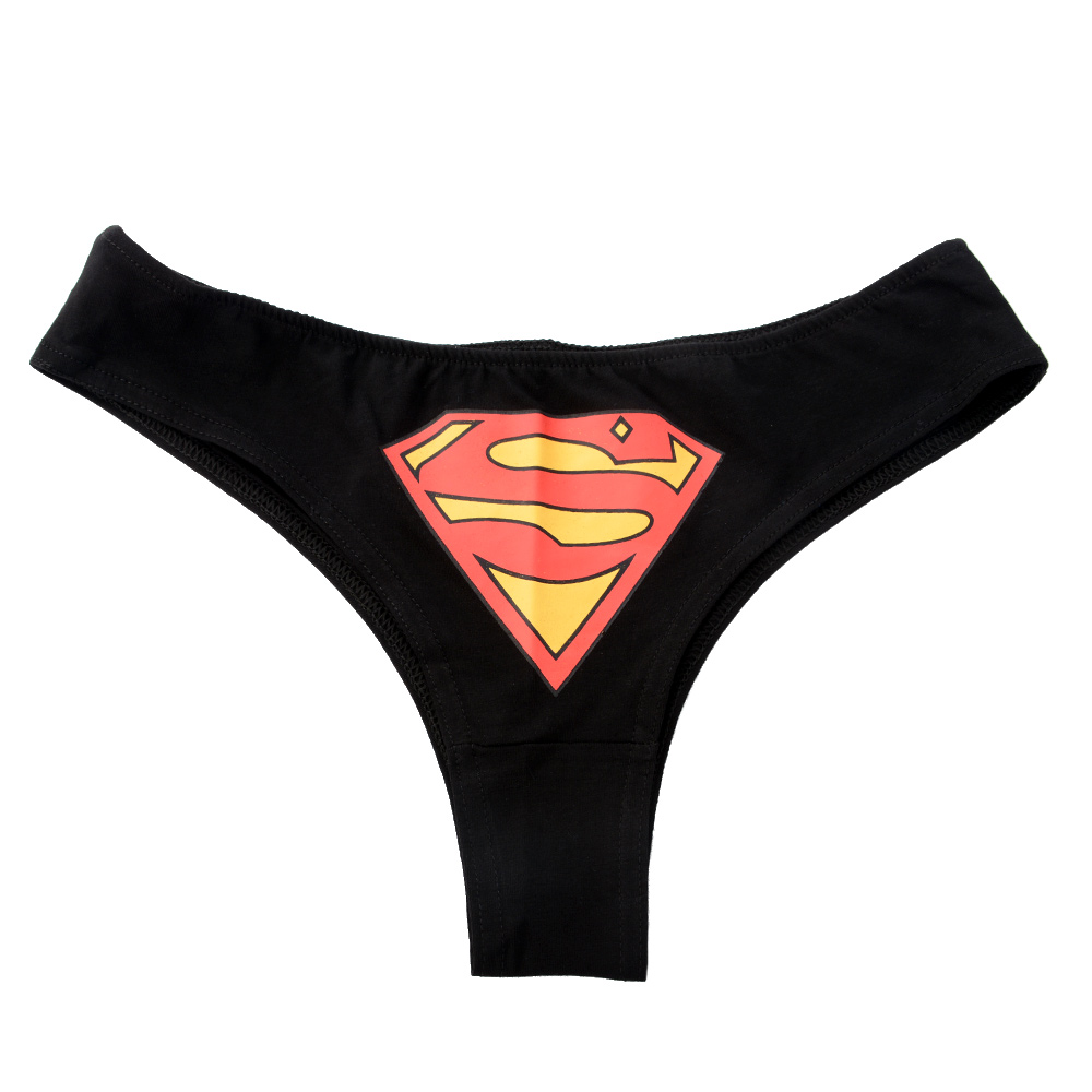 X19 MAJTKI STRINGI SUPERMAN CZARNE L
