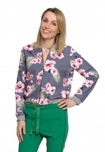 Bomber Bluza Bomberka w kwiaty XANA COLLECTION r36