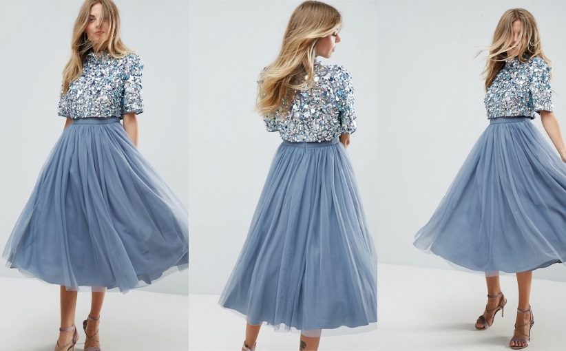 ASOS Sukienka cekiny tiul 38 40 L CHI
