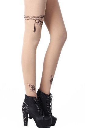 RAJSTOPY transparent nude gothic tattoo tatuaż M 3