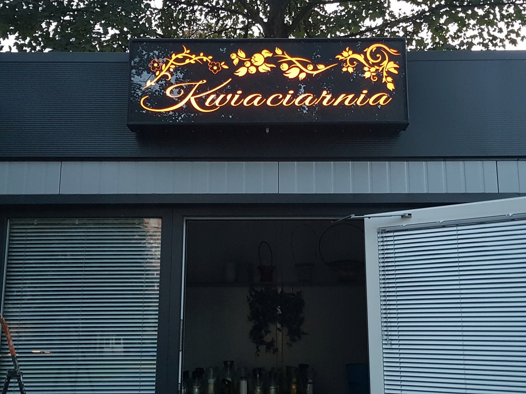 Reklama kaseton baner szyld LED RGB KWIACIARNIA