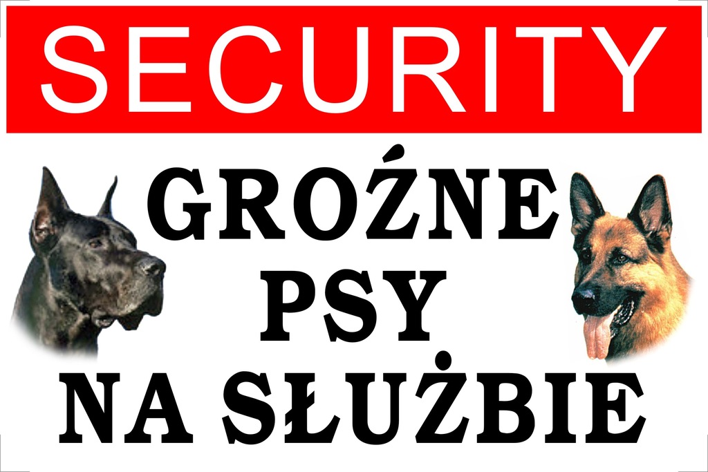 Tabliczka Pies grożne psy na służbie 20x12cm #258