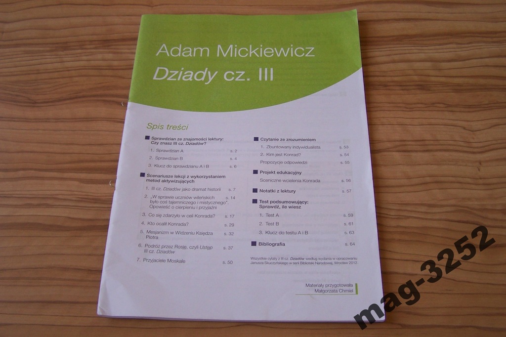 DZIADY TESTY SPRAWDZIANY Z LEKTURY PONAD SŁOWAMI - 6685366387 ...