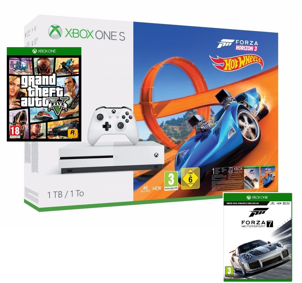 FIRMA XBOX ONE S 1TB Forza 7 Horizon 3 Hot GTA V