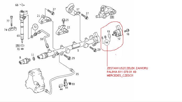 ZAWÓR PALIWA MERCEDES 6110780149 USZCZELKI ZESTAW 