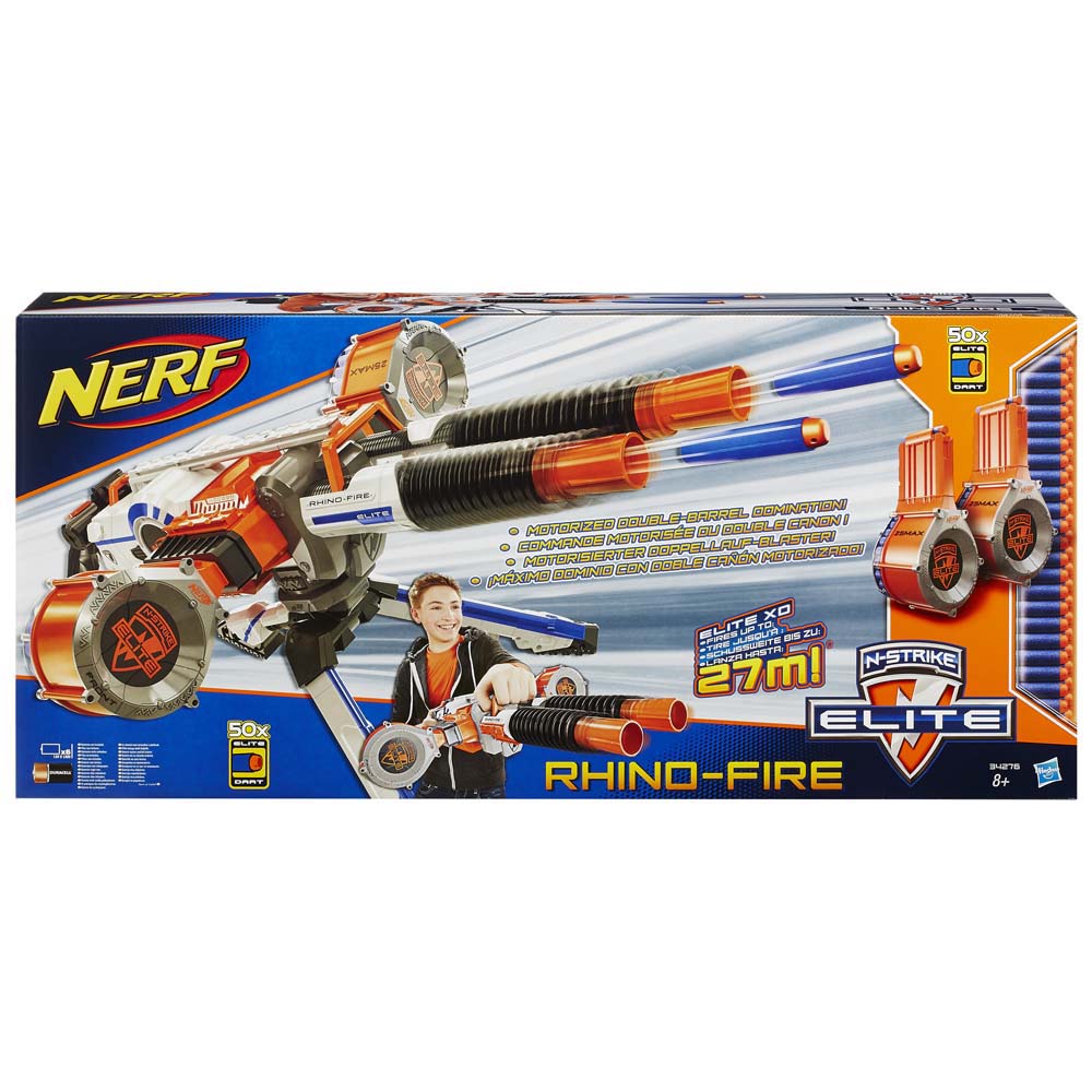 NERF RHINO FIRE MASZYNOWY - 2 MAGAZYNKI- PREZENT