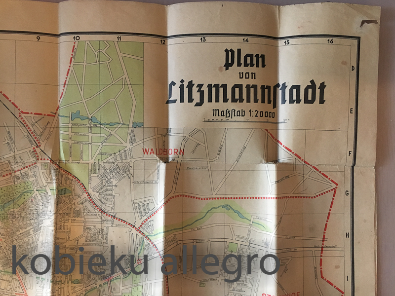 PLAN VON LITZMANNSTADT- kolorowa mapa Łodzi