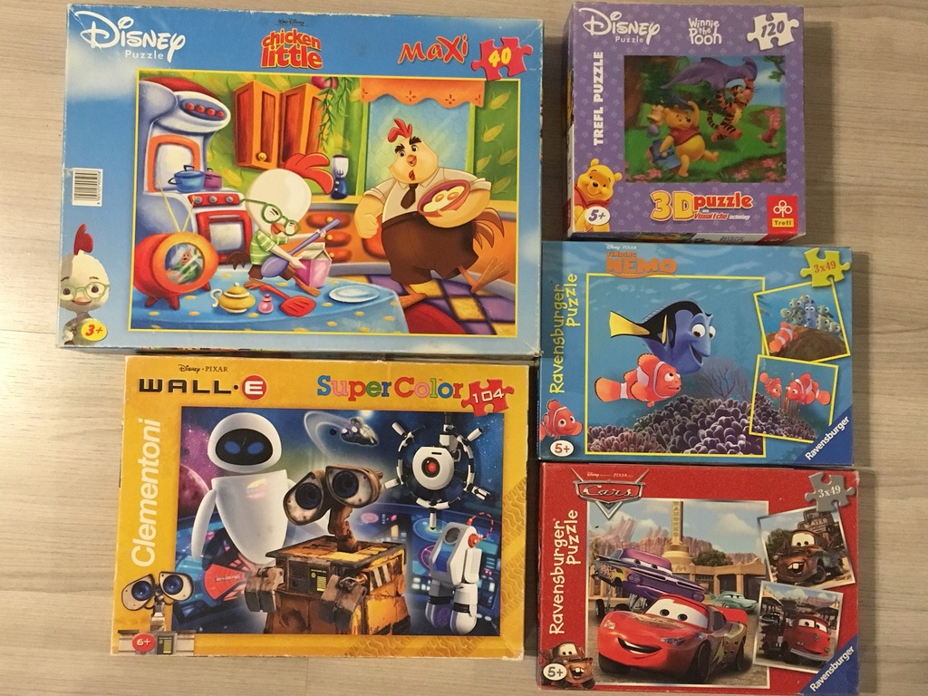Zestaw puzzli Wall-E, Nemo, Auta, Kurczak Mały