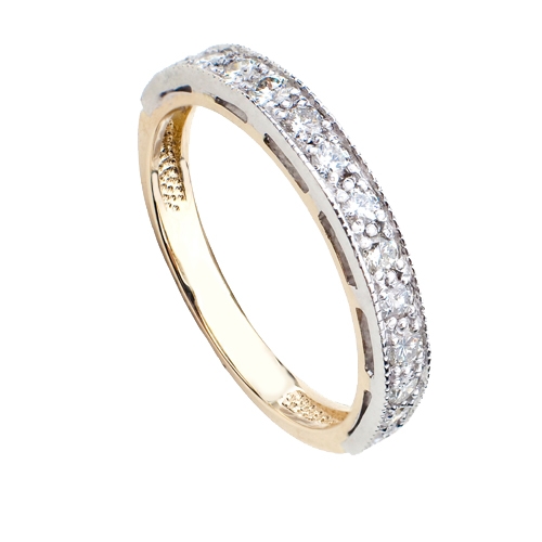 złoty pierścionek zaręczynowy z brylantami pr.585
