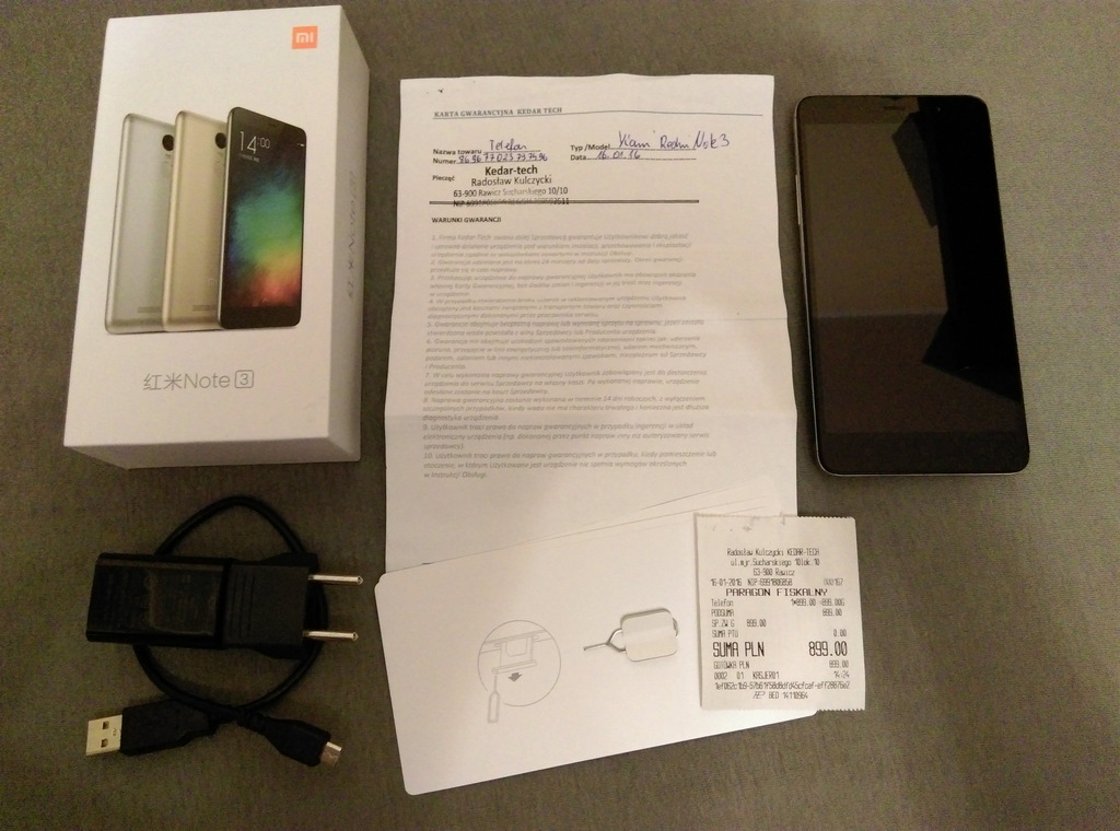 Xiaomi Redmi Note 3 2/16GB pudełko IMEI gwarancja