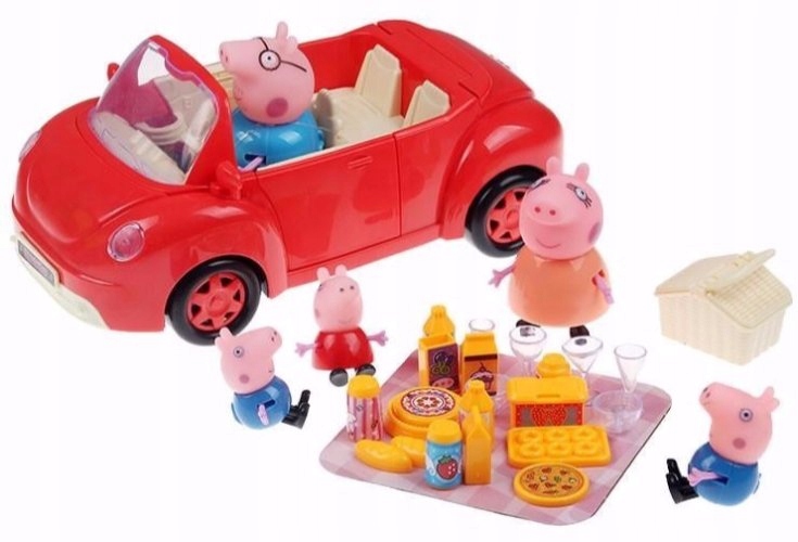 ŚWINKA PEPPA SAMOCHÓD AUTO + 4 FIGURKI DUŻY ZESTAW