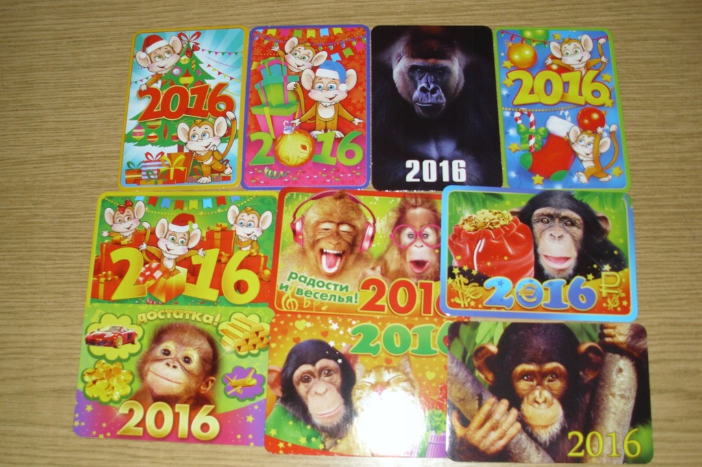 Kalendarzyki z Ukrainy - małpy - 2016 r.