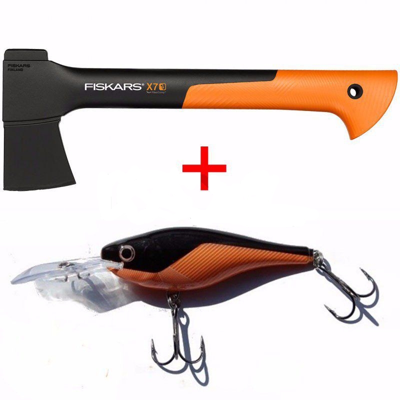SIEKIERA FISKARS X7 + WOBLER RAPALA +25 LAT GW