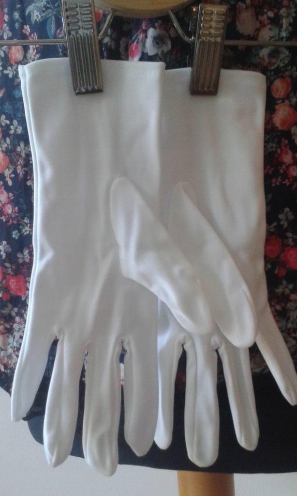 Eleganckie białe rękawiczki, wizytowe, rozm. S