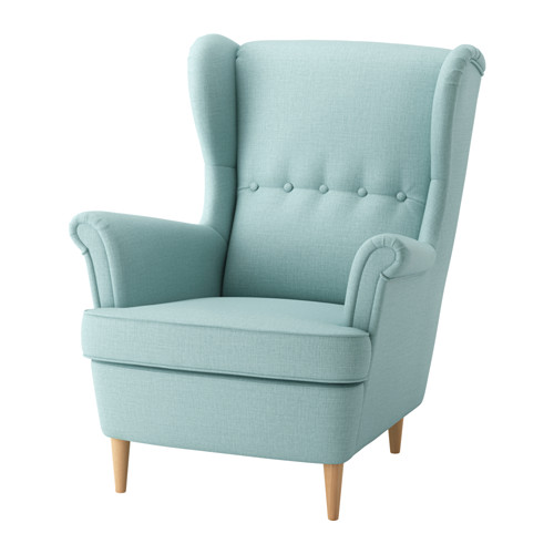 IKEA STRANDMON fotel wygodny stylowy uszak TURKUS