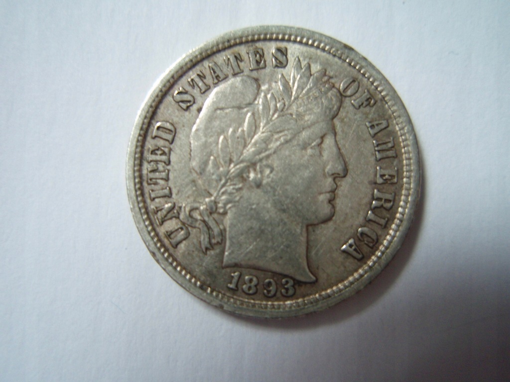 Srebro One Dime 1893 rzadka moneta