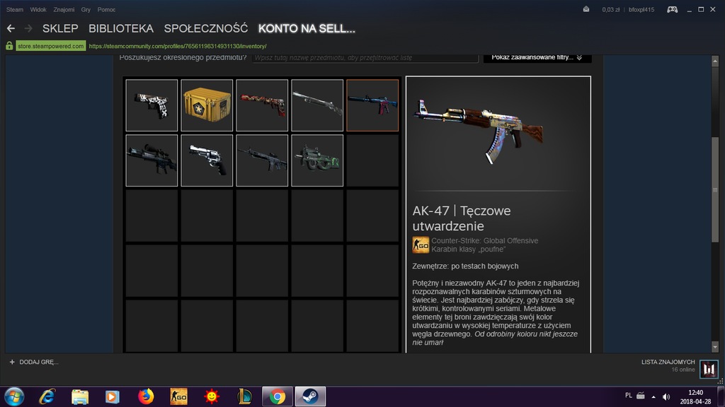 Konto CS GO + skiny