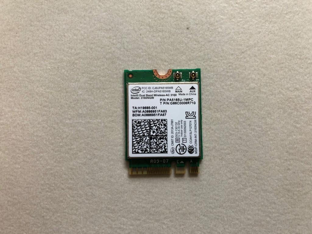 MODUŁ INTEL 3160NGW WiFi + Bluetooth TOSHIBA L50