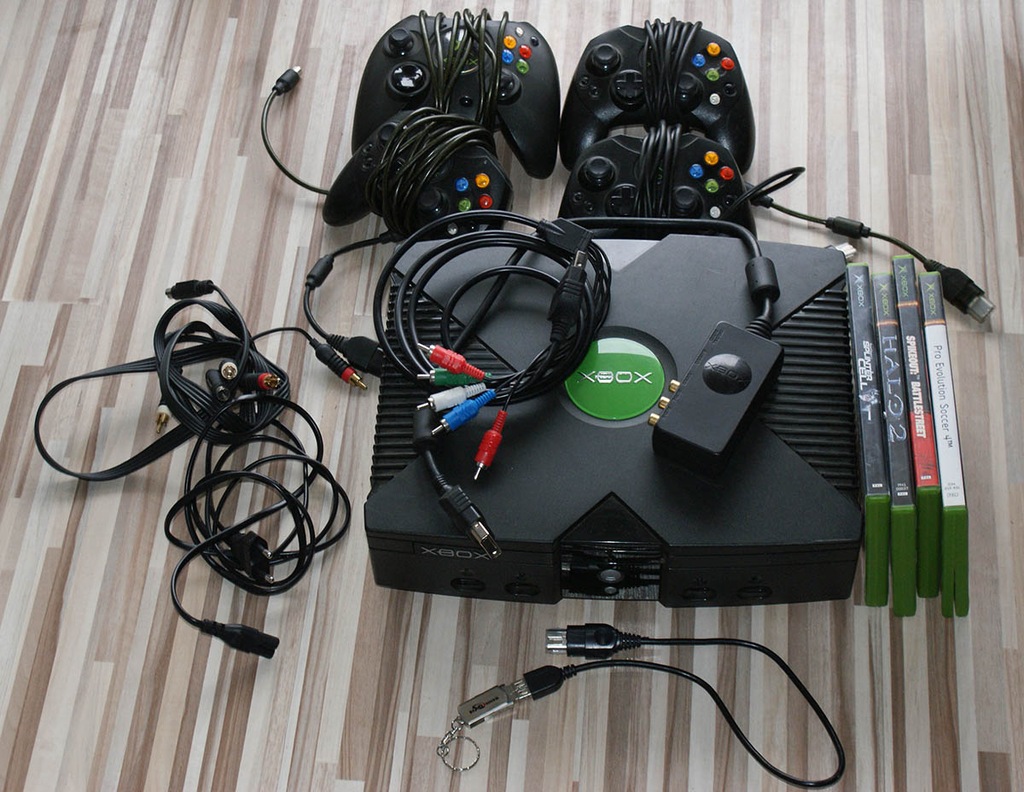 Xbox classic-  4 pady -  4 gry - evo X - component