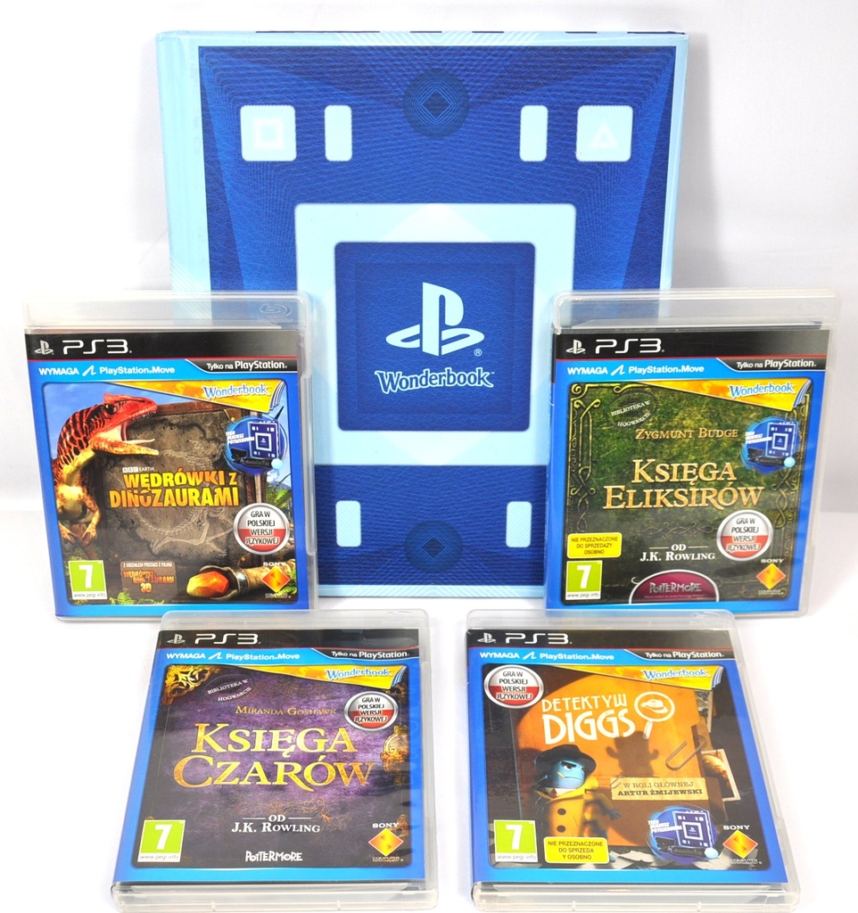PS3 + CZTERY RÓŻNE GRY NA WONDERBOOK PL MOVE
