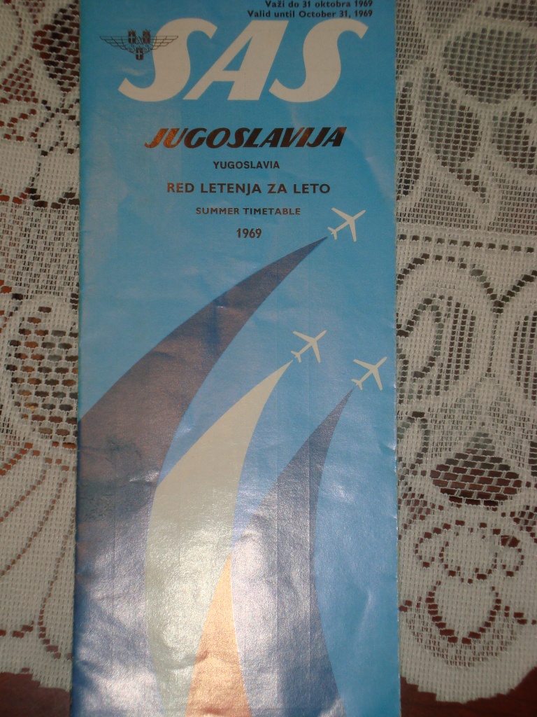 Rozkład lotów SAS Jugosławia 1969 Bonus LOT