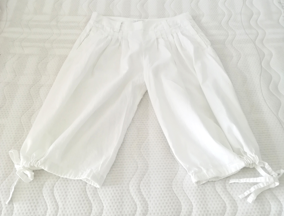 Solar krótkie spodnie białe len 36