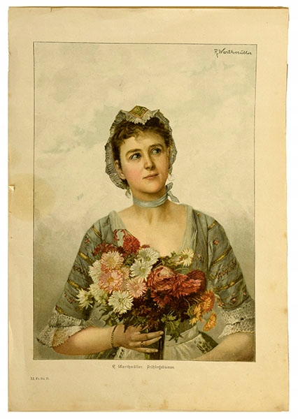 1896 r. R. Warthmüller.'Wiosenne kwiaty' drzeworyt