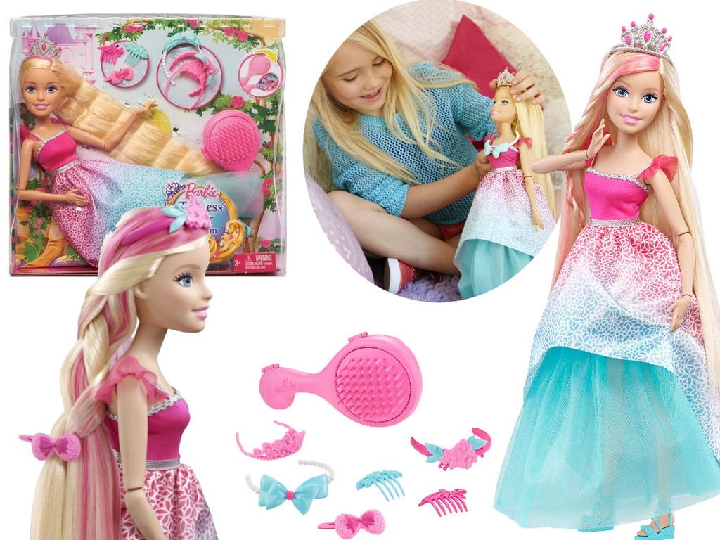 BARBIE Lalka 43cm DO CZESANIA Długowłosa BLOND