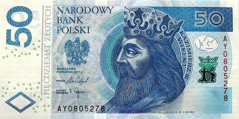 50 zł złotych 2017 UNC z paczki bankowej seria AY