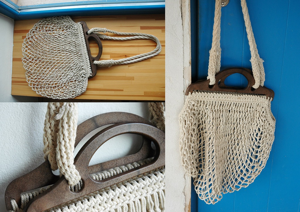 torba pleciona ze sznurka makrama boho vintage